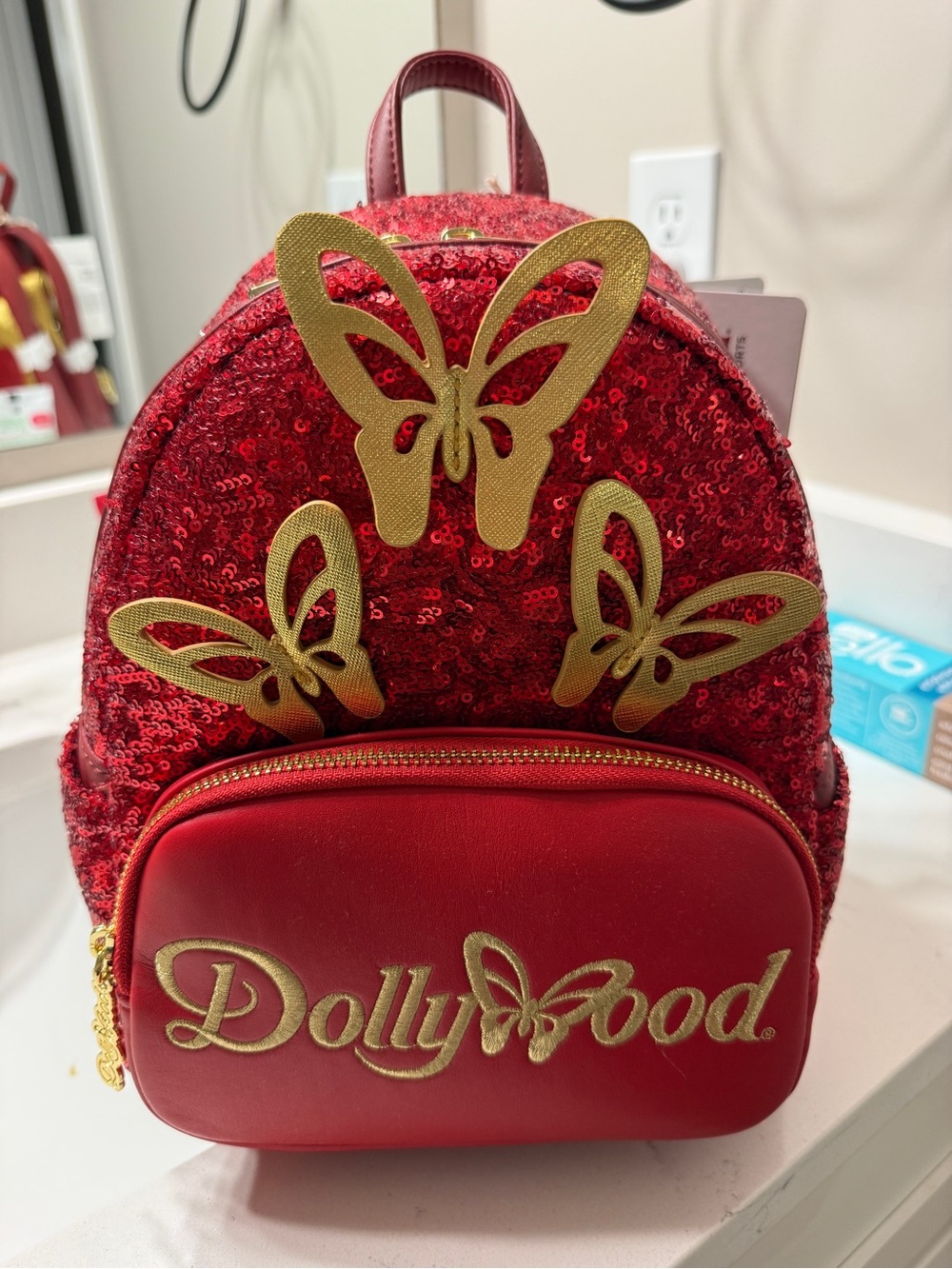 Red Sequin Butterfly Mini Backpack